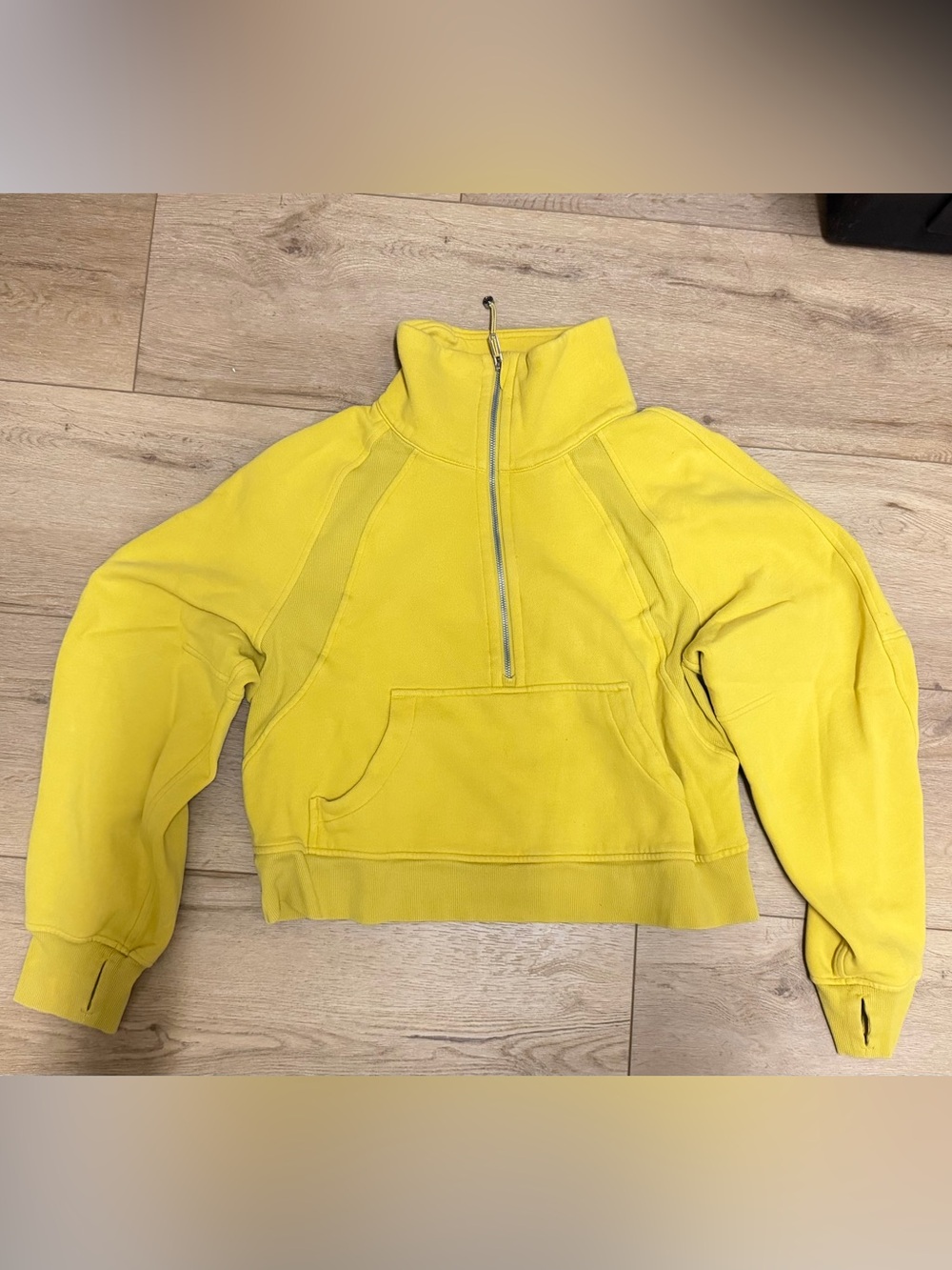 Lululemon Scuba Oversized Funnel-Neck Half Zip in Sonic Yellow, size M/L.